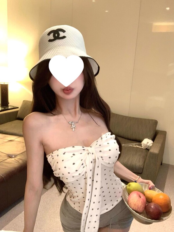 蝴蝶结系带波点吊带背心女夏季泰式辣妹一字肩抹胸小上衣绝美厂家|undefined
