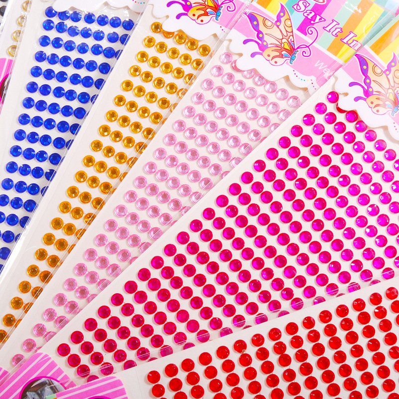 Cross-border new acrylic Diamond car stickers colorful rhinestone stickers 5mm Super Flash children's creative decorative stickers