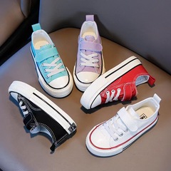 Children's Canvas Shoes 2024 Spring New Girl's White Shoes Boy's Canvas Shoes Classic Velcro Elastic Slides