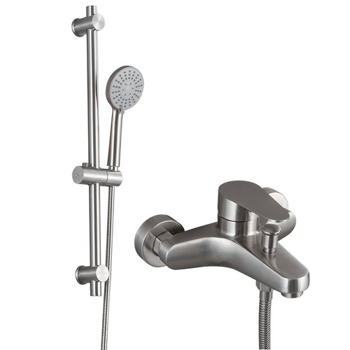 All-copper simple black shower head set, stainless steel wall-mounted shower, head bath, bathroom shower with adjustable height.