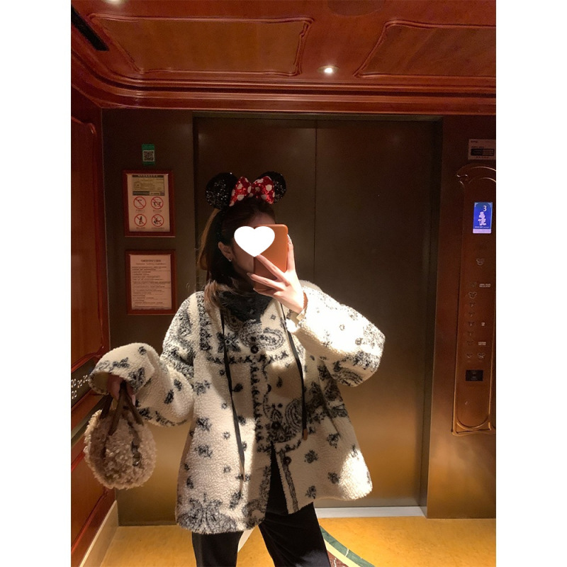 【现货】im向  暖冬甜豆多花色毛茸羊羔毛厚外套女冬甜美毛绒上衣|undefined