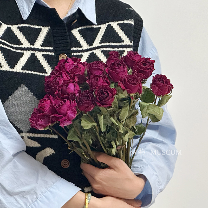 보라색 모란 19개 하드커버 스타일 [단일 머리에 큰 장미]