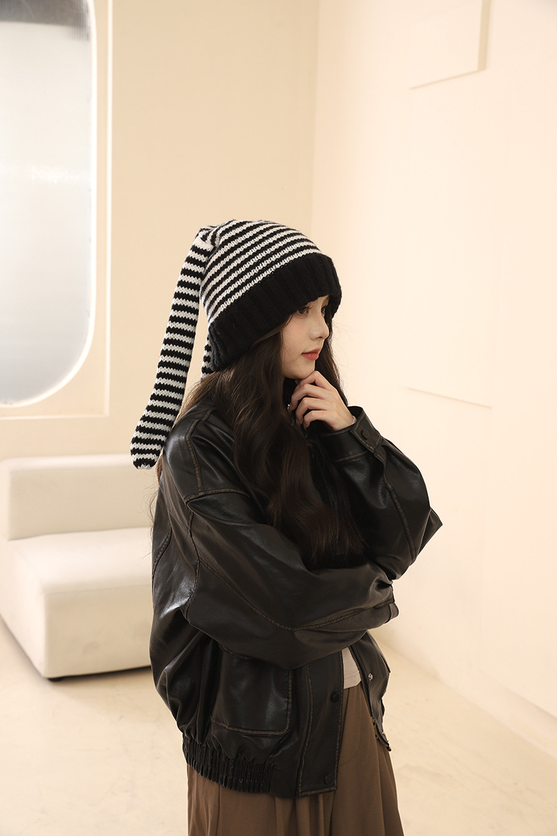 Corée du Sud Chine-Chic Marque Mignon Oreille De Lapin Tricoté Rayé Pull Laine Enfants y2k Shopping Mode Chaud Froid Chapeau_voghion.com