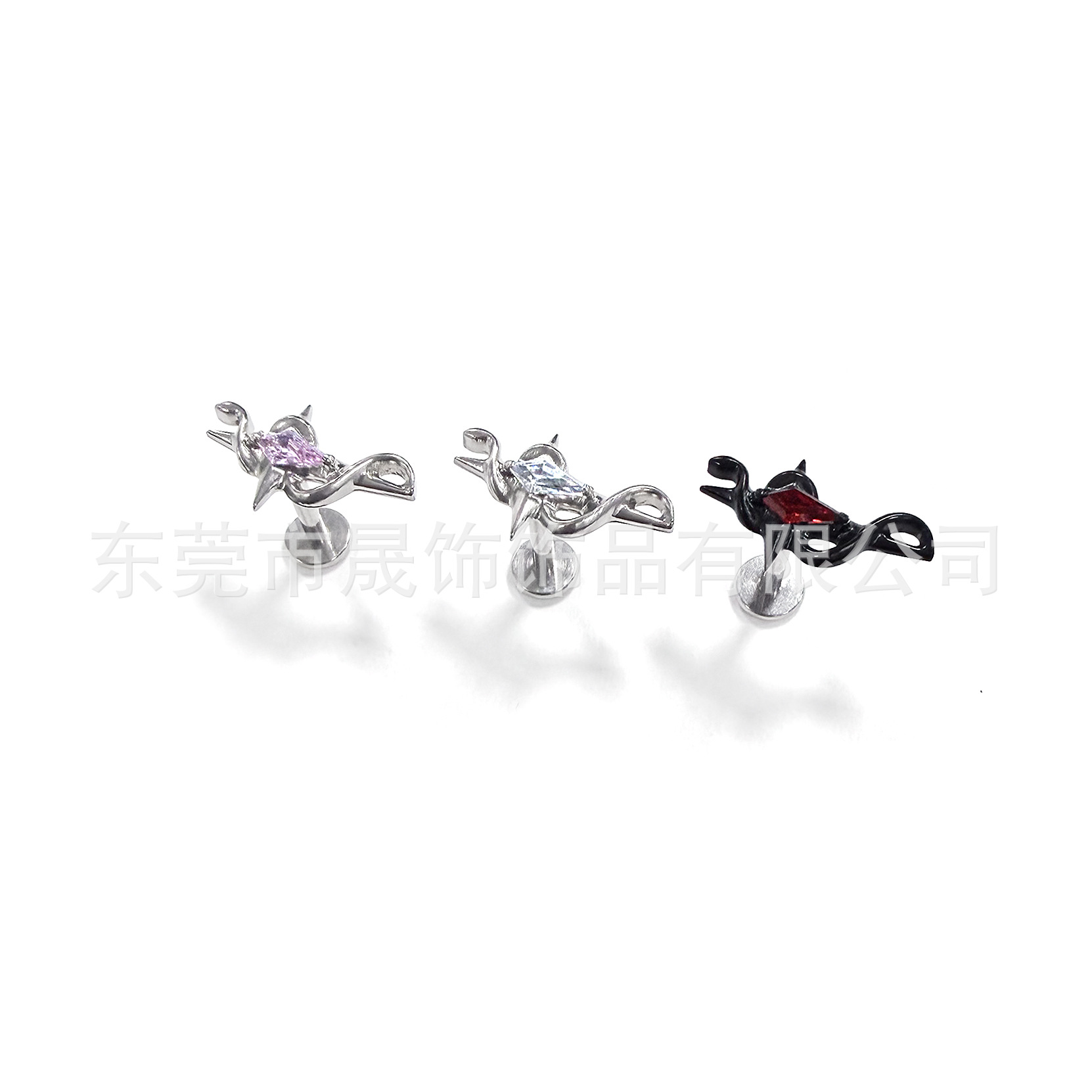 F136 Titanium Alloy Snake Wrap 四芒 Star Ear Stud G23 Titanium Internal Thread Cubic Zirconia Labret Stud Tongue Barbell 穿孔 Jewelry