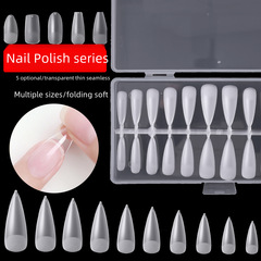 跨境美甲磨砂全貼甲片240/盒裝透明假指甲貼片透明成品美甲店專用