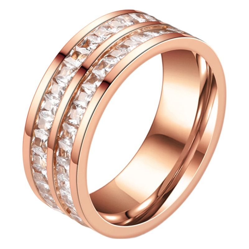 Cross-Border Sweet Niche Design Titanium Steel Starry Sky Full Diamond Ring Non-Fading Female Couple Ring Index Finger Ring Jewelry