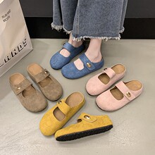 厚底勃肯包头半拖鞋女外穿懒人夏季新款圆头粗跟配裙子穆勒凉拖鞋