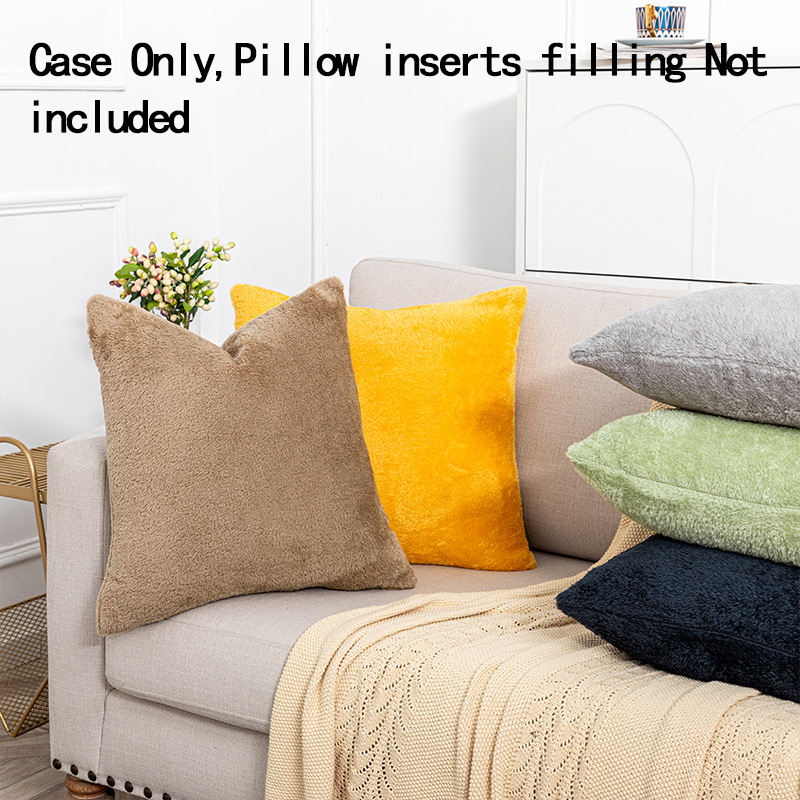 Cross-border Nordic High-density Thickened Solid Color Plush Pillowcase Living Room Bedroom Sofa Decorative Pillowcase_voghion.com