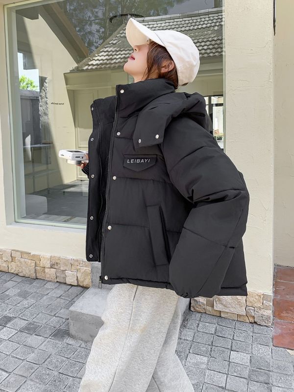 2025新款短款羽绒棉服女秋冬连帽时尚宽松加厚保暖女士棉衣外套潮|undefined