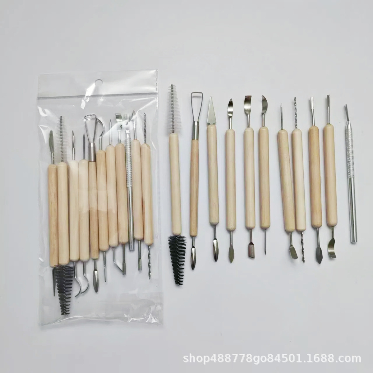 Fábrica directa clásica de 11 piezas conjuntos de herramientas de cerámica de doble cabeza raspadora de talla de alta calidad herramientas de barro artesanal