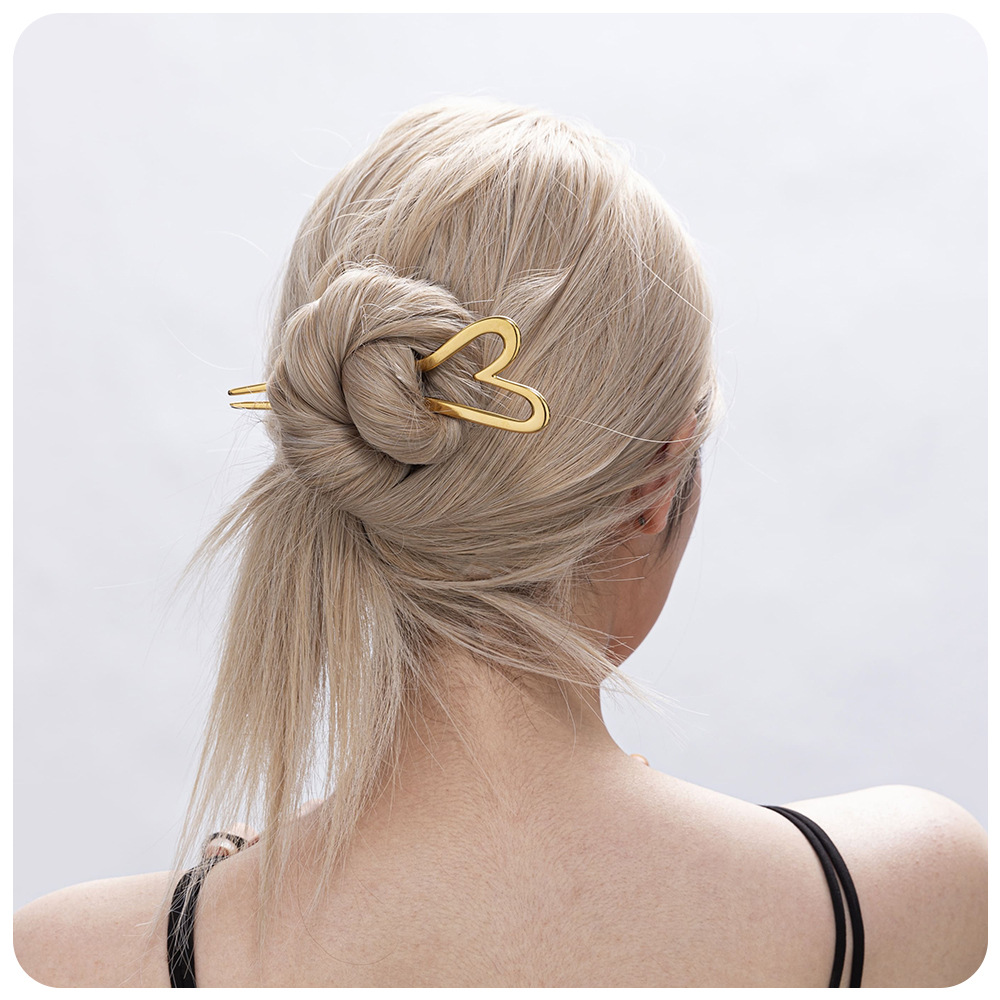 Tina transfronteriza amor acero inoxidable chapado 18K oro disco bola pelo pinzas de pelo joyería de moda para mujeres al por mayor