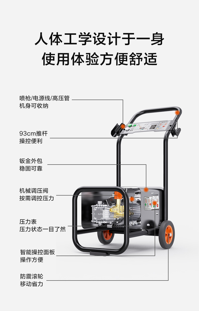 Yili Commercial 9022 High-Pressure Car Washing Machine with All-Copper Motor, Car Wash Pump, Farm Ground and Wall Cleaning Machine