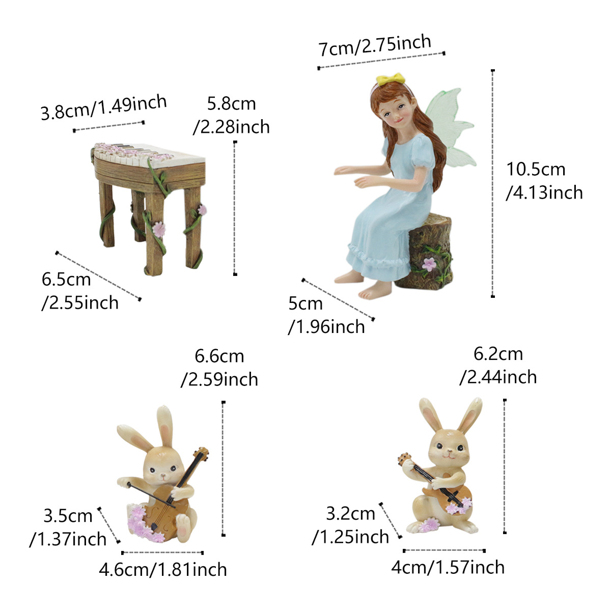  Piano Luminous Wings Flower Fairy Bunny Combination Cartoon Bunny Outdoor Garden Courtyard Decoration Now