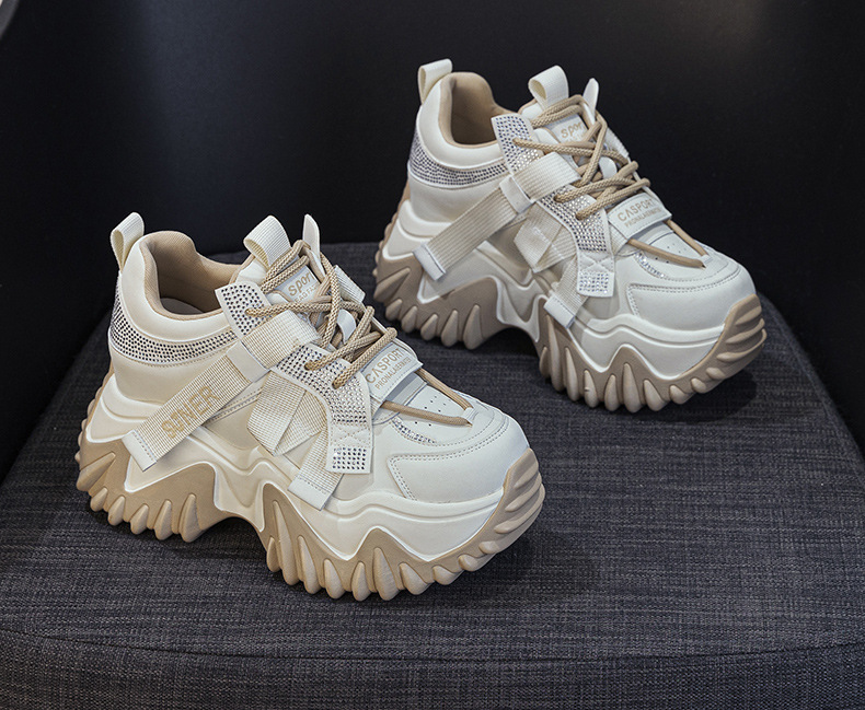 Giày sneaker nữ chunky đế dày phong cách retro, tăng chiều cao — Xám lông cừu 5013-1, Be lông cừu 5013-1, Be một lớp 5013, Đỏ lông cừu 5013-1 chi tiết 14