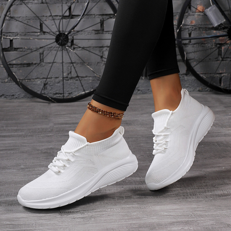 Cross-Border Plus-Size Fashion Summer New Breathable Trendy Fly-Knit Socks Casual Sports Shoes Women's Lightweight Running Shoes