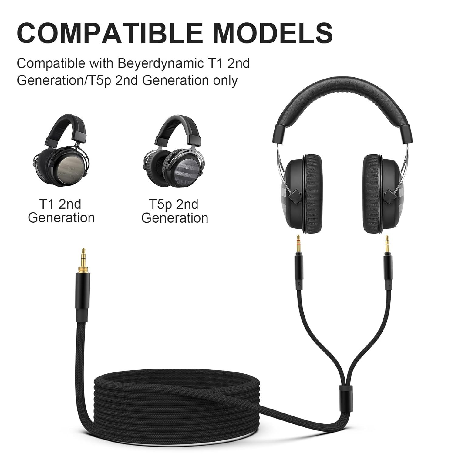 严选拜亚动力T1 二代三代 T5P适用耳机线卡农线平衡线3.5mm音频线