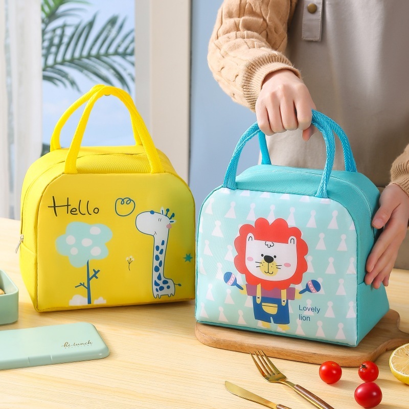 小学生のかわいいランチボックスバッグポータブルアルミホイル厚みのある子供用断熱ランチバッグ大容量ランチバッグ付き|undefined
