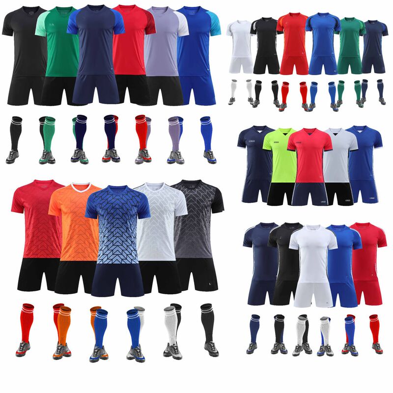 Ad Spring and Summer Short-Sleeved Contrasting Color Stitching Kidsren's Adult Suits Football Uniforms Training Uniforms Competition Sports Team Uniforms Wholesale