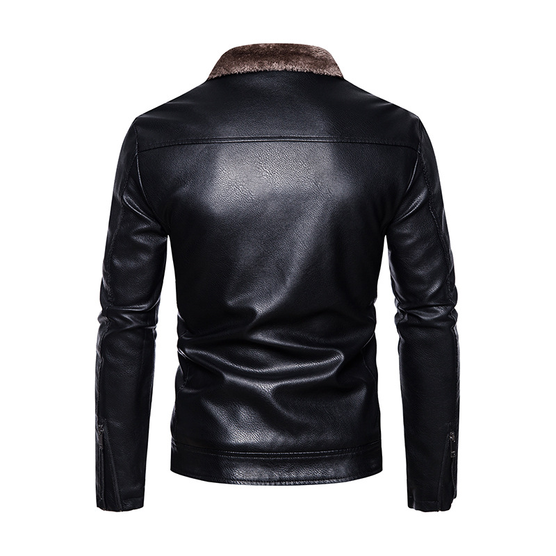 Comercio exterior transfronterizo Amazon invierno de vello con solapa PU chaqueta de cuero hombre de moda europea y americana chaqueta de cuero hombre