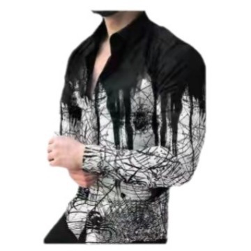 Comercio exterior transfronterizo 2023 nueva primavera y otoño camisa de manga larga para hombres moda 3D impresa camisa casual ventas directas de fábrica