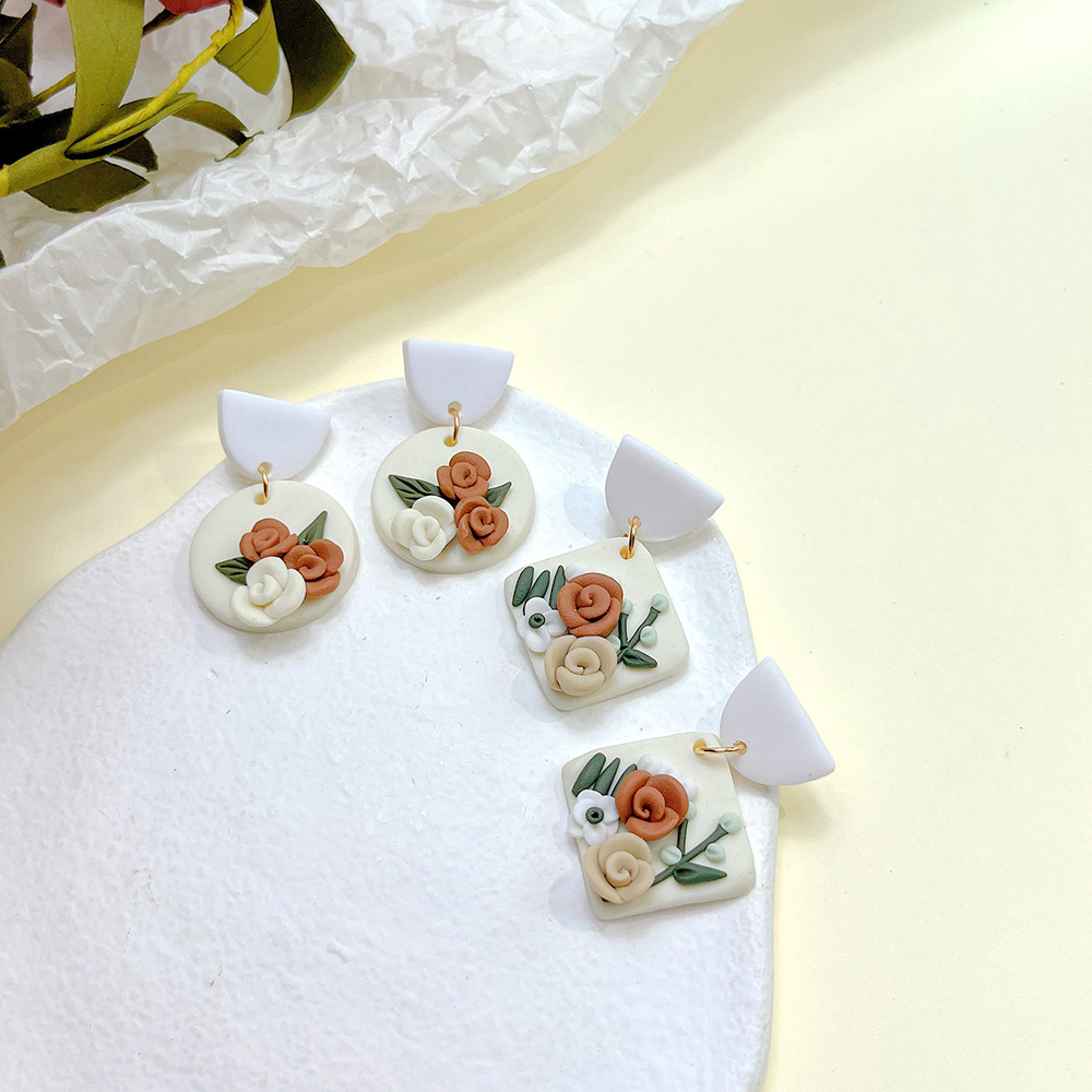 Simple Style Flower Soft Clay Stoving Varnish Women's Drop Earrings 1 Pair display picture 10