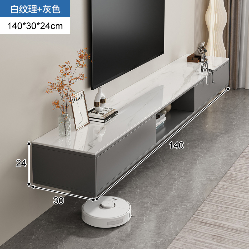Gabinete de televisión de lujo ligero tablero de roca sala de estar sala de estar casa cabinet de televisión colgante dormitorio pequeño estilo simple y moderno