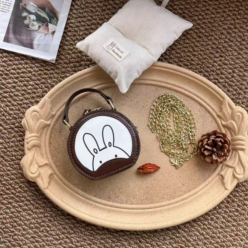 Coreano estilo extranjero mini bolso redondo dibujos animados lindo pequeño conejo bebé bolso de hombro de moda cadena mochila para niños