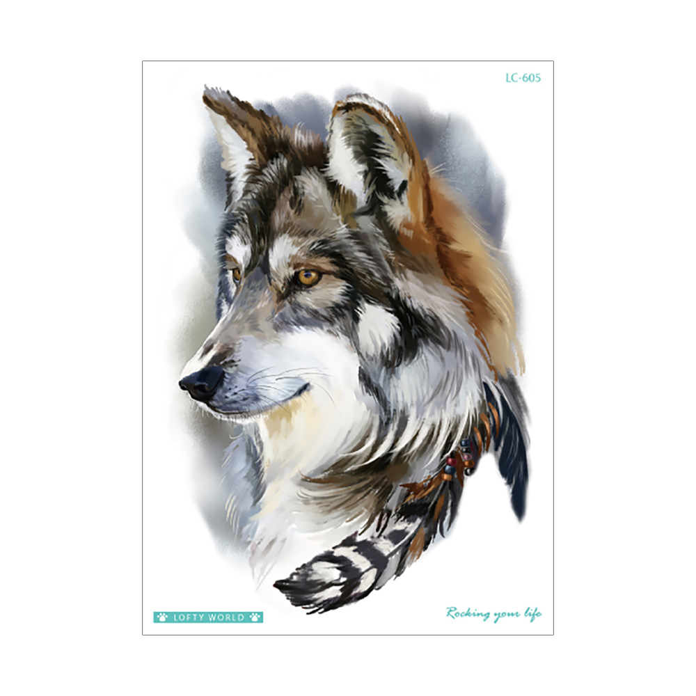 Nueva flor impermeable brazo tatuaje pegatinas personalidad original Lobo tatuaje pegatinas animal patrón tatuaje desechable al por mayor