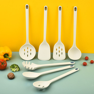 Manufacturer's 7-Piece Silicone Kitchenware Set, Household Silicone Frying Spatula Kitchenware Set, Silicone Cooking Spatula, Soup Spoon, Colander Wholesale