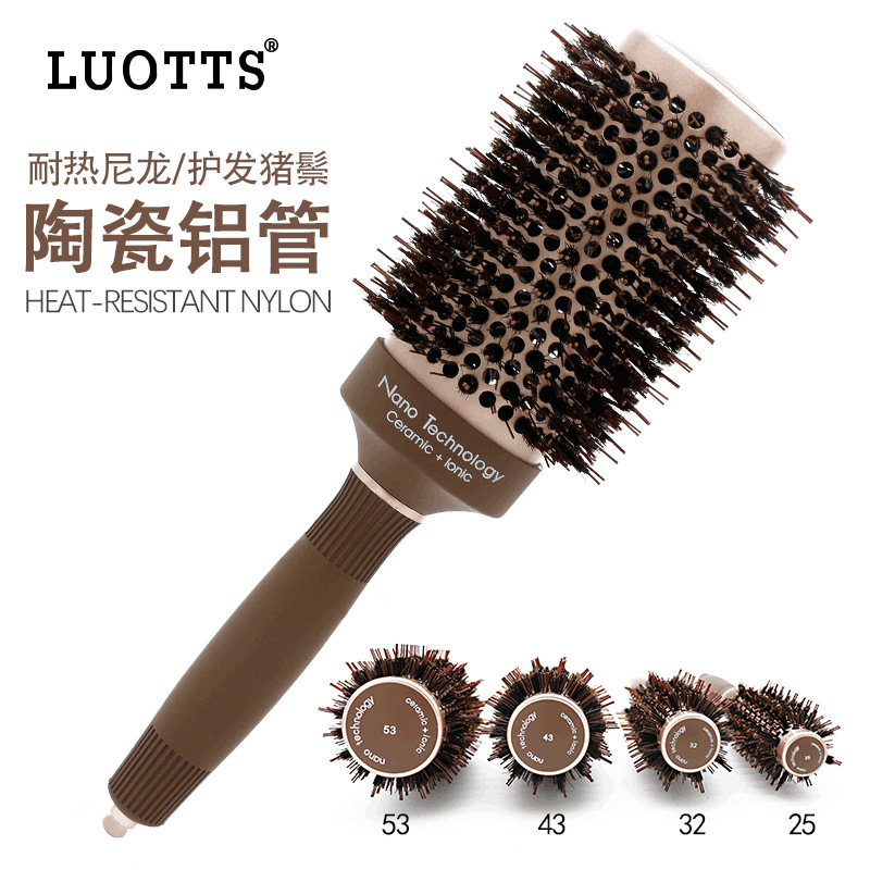 Luotts aire termal modelado traje cilindro Pelo Rizado rodillo peine en Punta cola rodillo peine tubo de aluminio melena cerámica rodillo peine