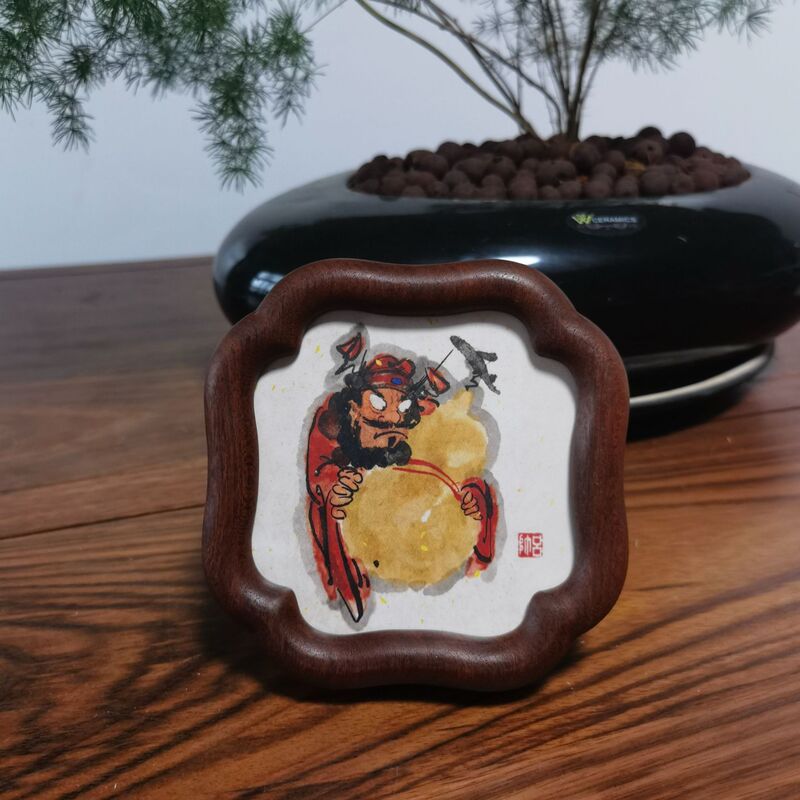 Solid Wood Photo Frame, Teak and Sandalwood, High-End and Exquisite Display Stand, Creative and Simple, Irregular Arc-Shaped Wooden Puzzle Picture Frame