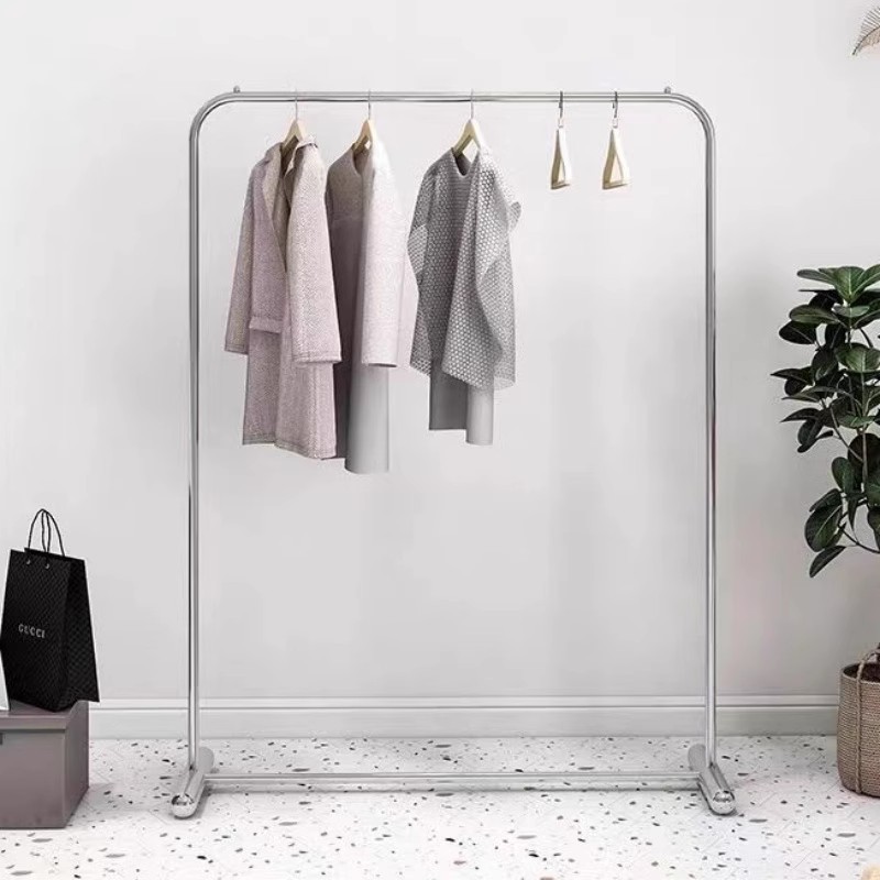 Estante de exhibición de tienda de ropa, estante de acero inoxidable especial para estante de tienda de ropa de mujer