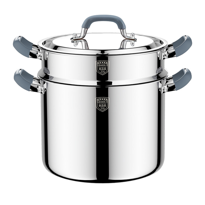 Alemania 316 acero inoxidable olla de cocción doméstica gruesa y alta olla de cocción de cocción de alta capacidad de gas electromagnético olla de cocción