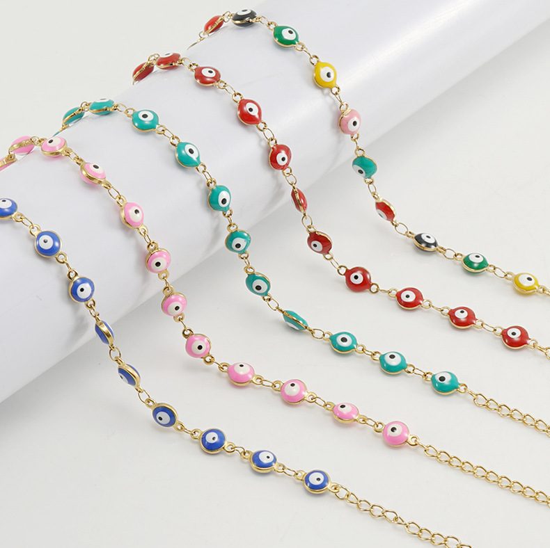304 Stainless Steel Pendant Material Bracelets Classification Fashion Devil'S Eye 304 Stainless Steel 18K Gold Plated Stainless Steel Bracelets In Bulk