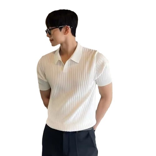 Japanese cool style polo shirt men's trendy fashion brand summer leading t-shirt men's short sleeve plain versatile knit top