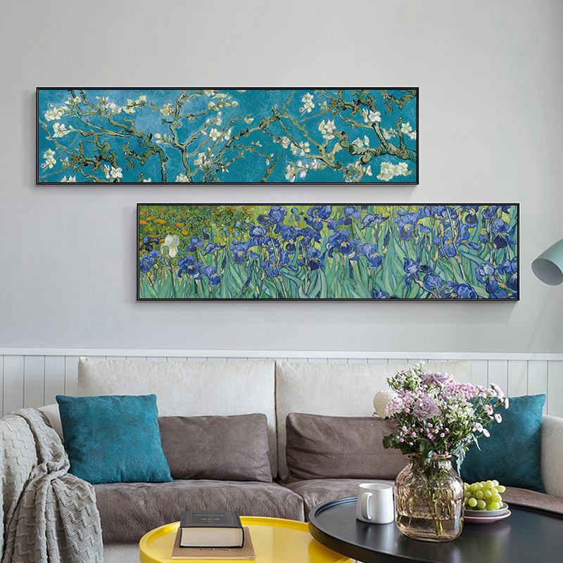 [Customized] Van Gogh Decorative Painting, Apricot Blossoms, Modern Minimalist Bedroom Wall Art, Headboard Hanging Painting, Abstract Wall Art for Living Room