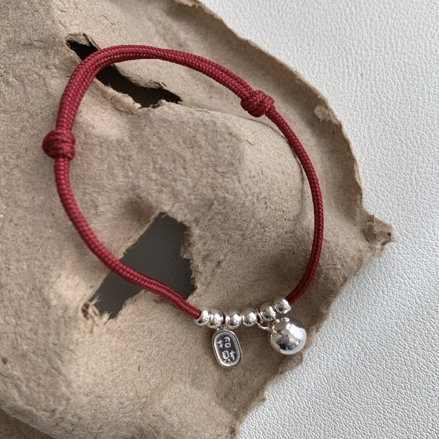 S925 Sterling Silver Round Beads Lucky Red Rope Bracelet Women's Simple Good Luck Light Luxury New Chinese Style National Style Design Beaded