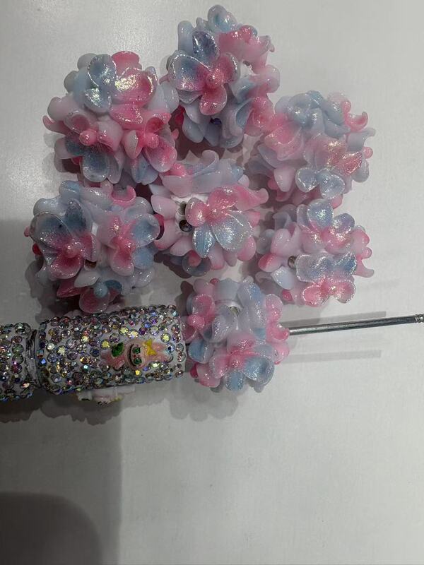 新款跨境夜光+光变立体花朵花球可过笔diy手机链包包链饰品配件|undefined