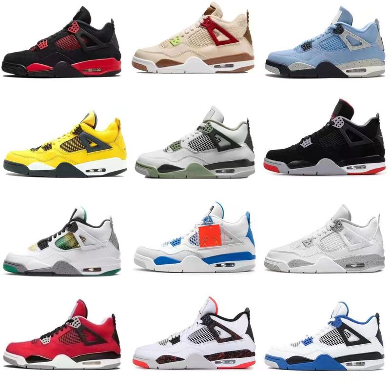 2020 cross-border foreign trade sneaker AJ4 black cat big Paris white purple buckle white blue white cat Joe 4 men's and women's basketball shoes
