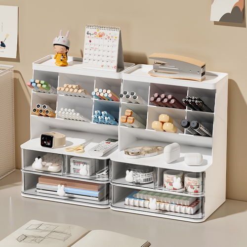 Desktop pen holder multifunctional office children's storage rack student desk organizer box storage box cute pen holder