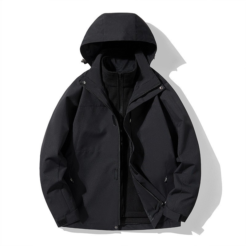 Ropa de asalto al aire libre de una sola capa a prueba de salpicaduras 3 - en - 1 de terciopelo a prueba de viento a prueba de salpicaduras abrigo de montaña de otoño y invierno para hombres