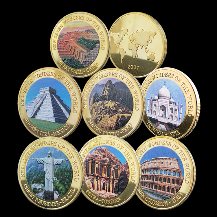 China Great Wall Commemorative Coin the Seven Miracles of the World Commemorative Chapter Pyramid Tourist Attractions Collection Coin
