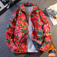 加绒长袖衬衫男士秋冬季潮牌宽松加厚花衬衣青年个性保暖男装外套