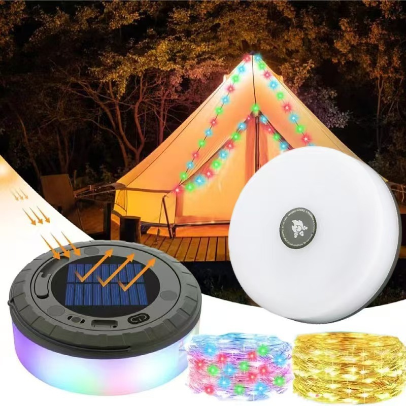 クロスボーダーソーラーLEDアウトドアキャンプランプ充電テントカラフルな雰囲気ストリングライト巻尺収納キャンプランプ|undefined