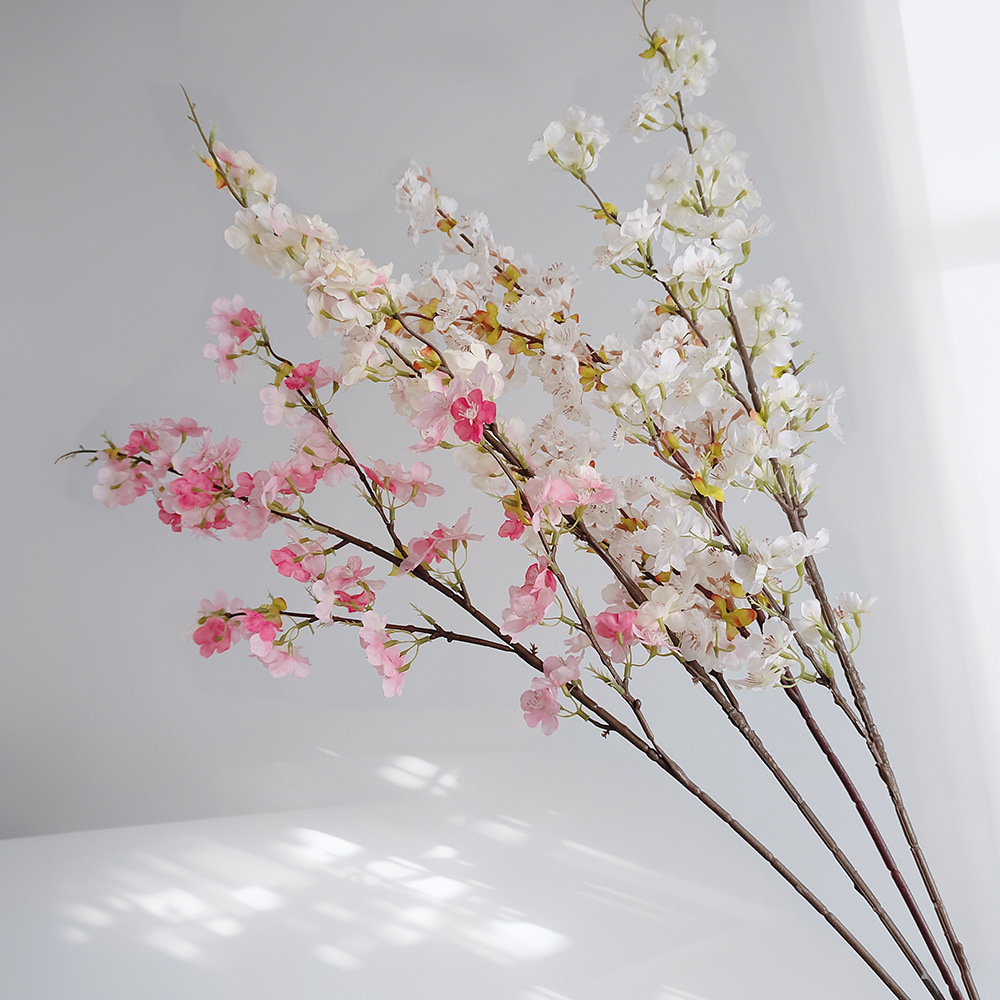 Decoración de interiores flores de cerezo flores de seda sala de estar muebles para el hogar mesa de comedor flores florales ramas de flores falsas flores de durazno flores artificiales