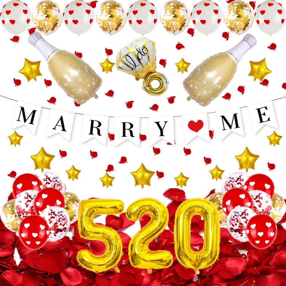 2024 nuevo Día de San Valentín decoración del partido carta tire bandera película de aluminio Digital globo decoración traje