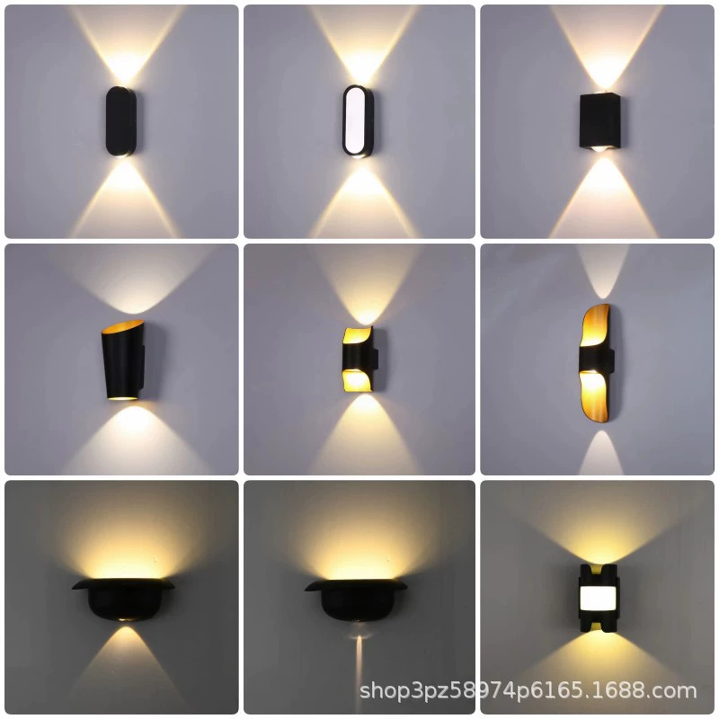 Современный минималистский стилизовуемый настенный светильник водонепроницаемый алюминиевый черный светодиодный фонарь