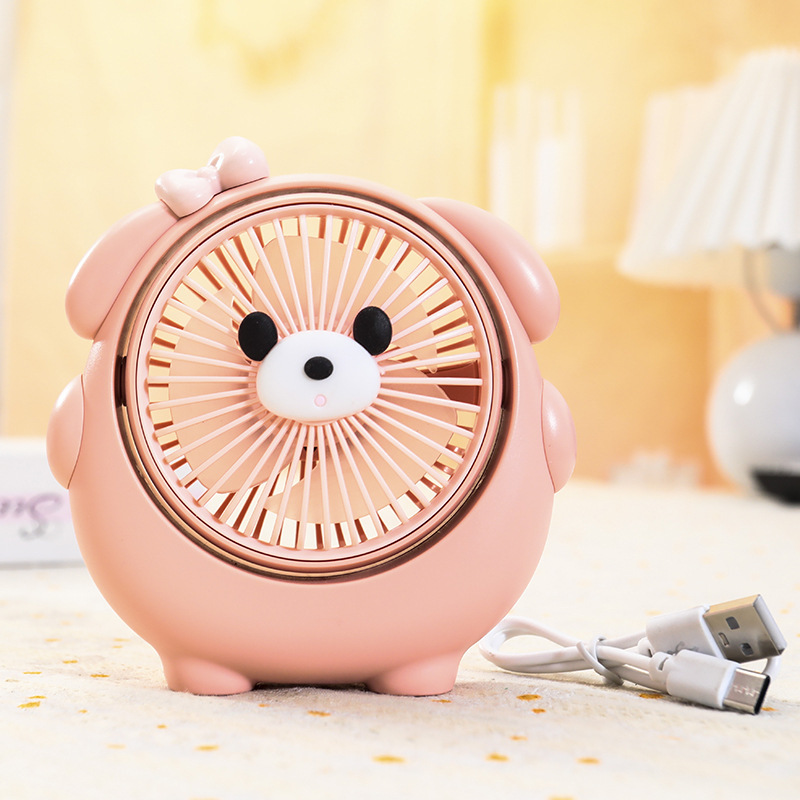 新型萌え犬かわいい扇風機USB充電三段角度調整デスクトップベッド家庭用手持ち扇風機|undefined