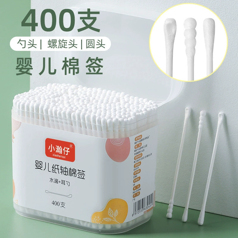 Xiaohanzi 200 шт., 400 шт., детские ватные палочки для ушей для раздачи и раздачи тонких ватных палочек