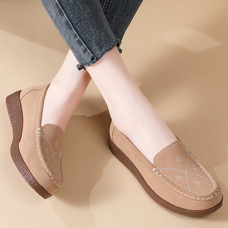 Женские кожаные лодочки на slip-on, мягкая подошва, удобная повседневная обувь для мам среднего возраста